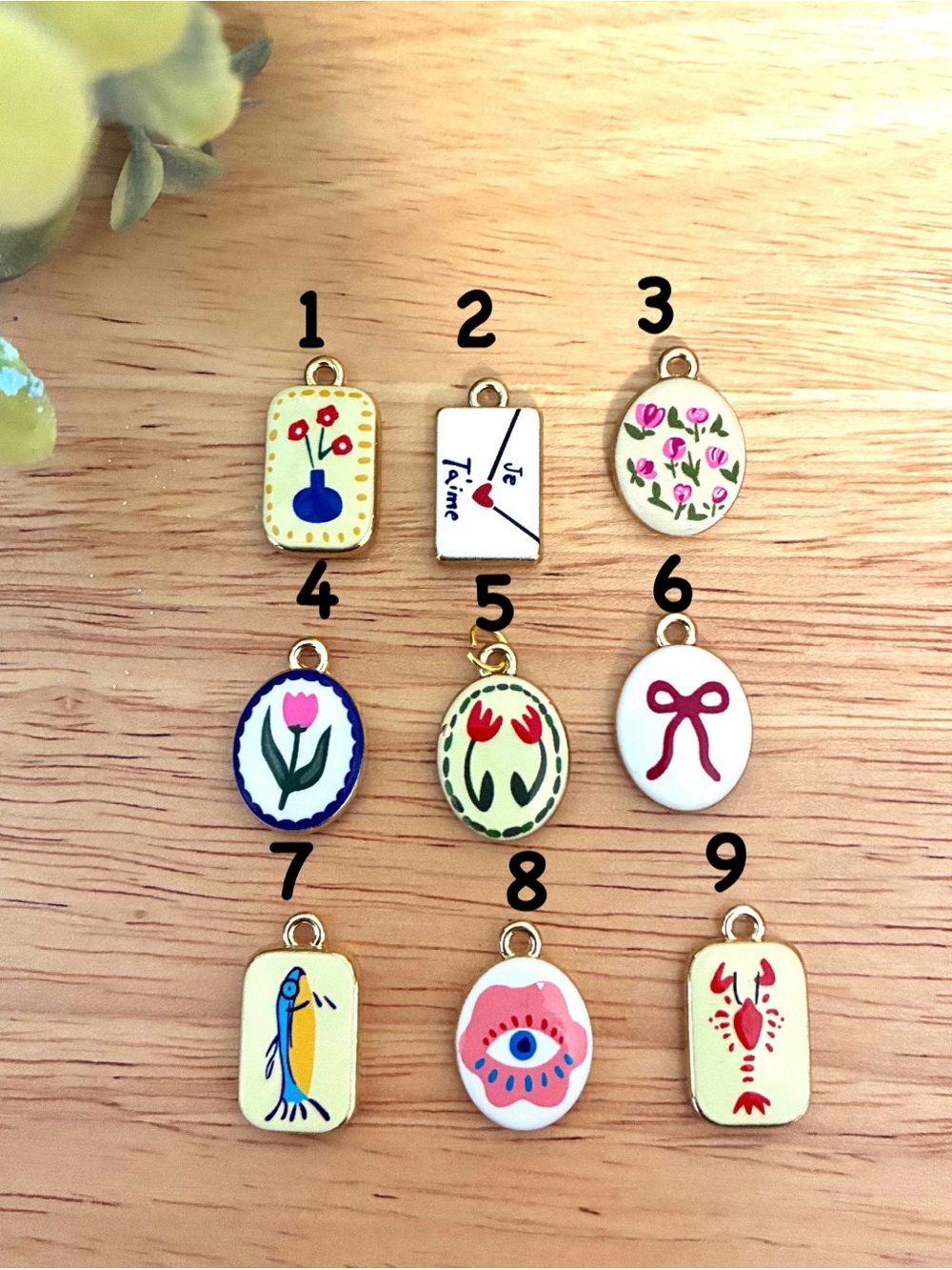 Hand-painted Clay Charms for Necklaces or Bracelets. Price is for 1